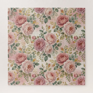 Rosen Staubrose Eleganter Charme Salbeigrün Gold Puzzle