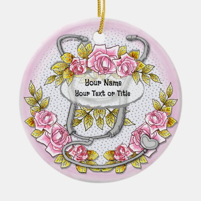 Rosen Stethoskop Krankenschwester Ornament (Vorne)