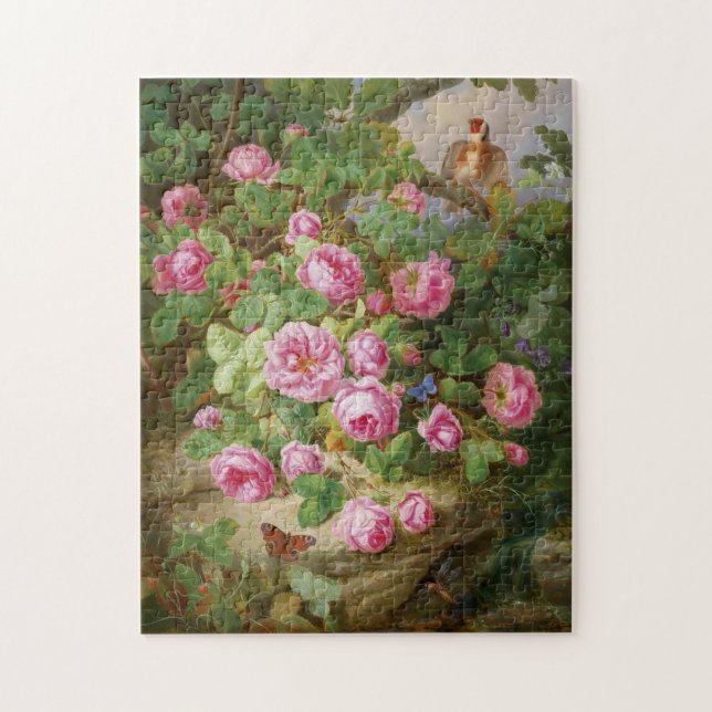Rosen still Life Butterfets Bird Viktorianisch Puzzle (Vertikal)