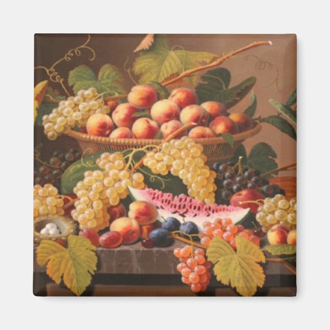 Rosen Still Life Körbchen Fruchtmagnet Magnet (Vorne)