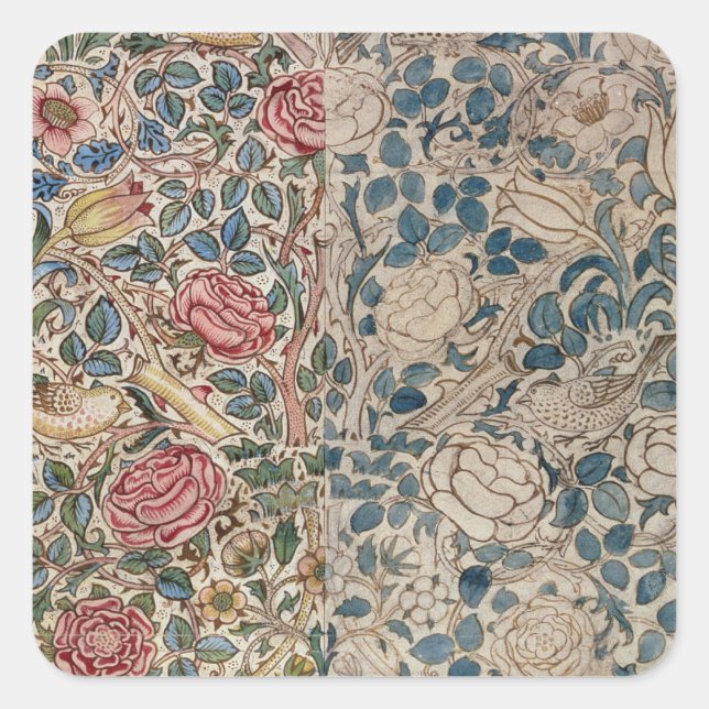 "Rosen" Tapetenentwurf (Bleistift und w/c auf Quadratischer Aufkleber (Vorderseite)