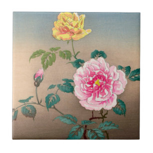 Rosen Tsuchiya Koitsu japanische Blumenmalerei Fliese