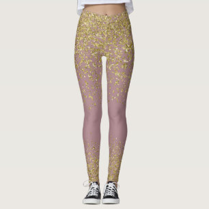 Rosen-u. Goldglänzende Leggings