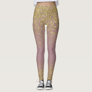 Rosen-u. Goldglänzende Leggings