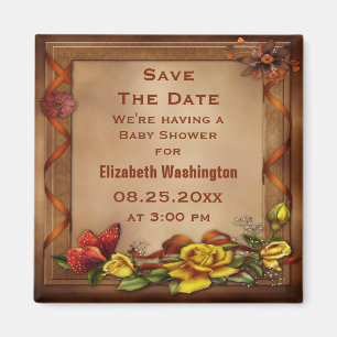 Rosen u. Schmetterlings-Baby-Dusche Save the Date Magnet