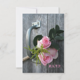 Rosen und Barnwood Wedding RSVP Karte