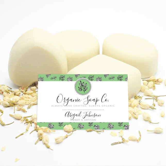 Rosen und Blätter in Grün und Weiß Kunst Kunst Visitenkarte (Von Creator hochgeladen)