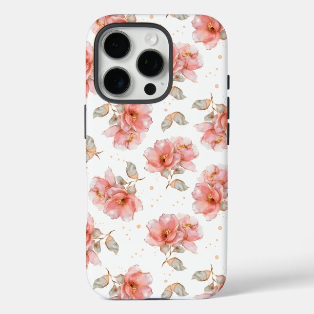 Rosen und Blätter, rosa Case-Mate iPhone Hülle (Rückseite)