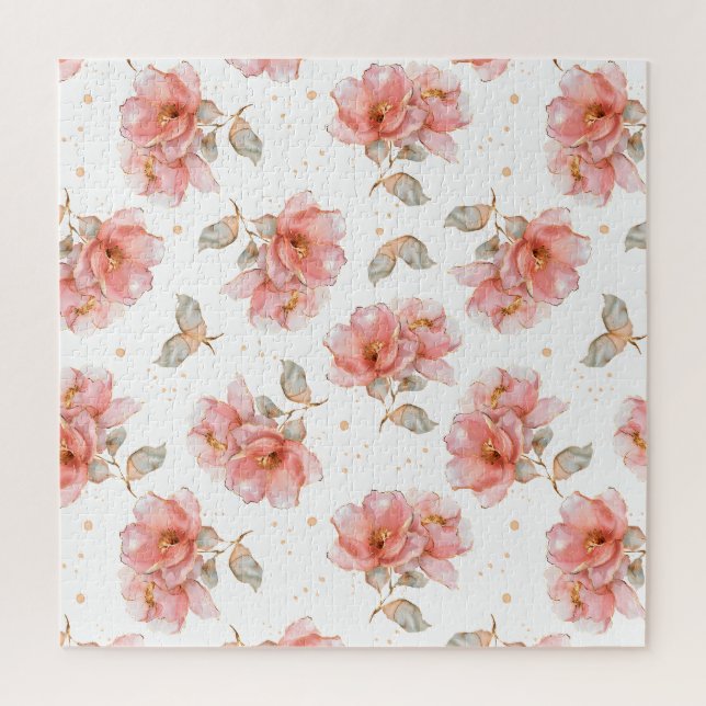 Rosen und Blätter, rosa Puzzle (Vertikal)