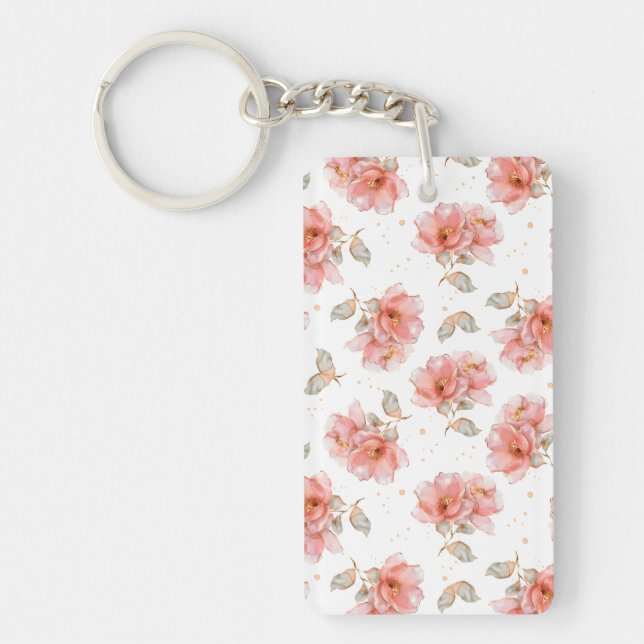 Rosen und Blätter, rosa Schlüsselanhänger (Vorderseite)
