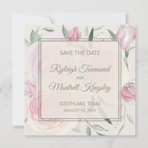 Rosen und Creme Save The Date Karte