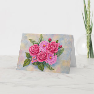Rosen und Dahlien Dankeskarten Karte
