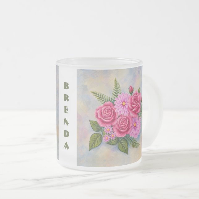 Rosen und Dahlien Mattglastasse (VorderseiteRechts)