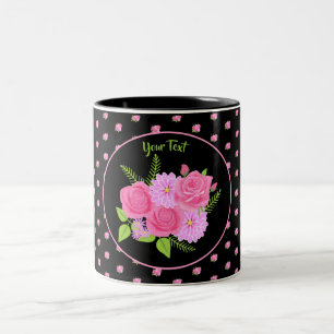 Rosen und Dahlien Schwarze Zweifarben-Kaffeetasse Zweifarbige Tasse