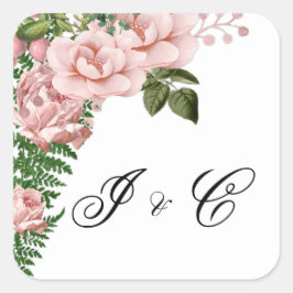 Rosen und Ferns Wedding Quadratischer Aufkleber