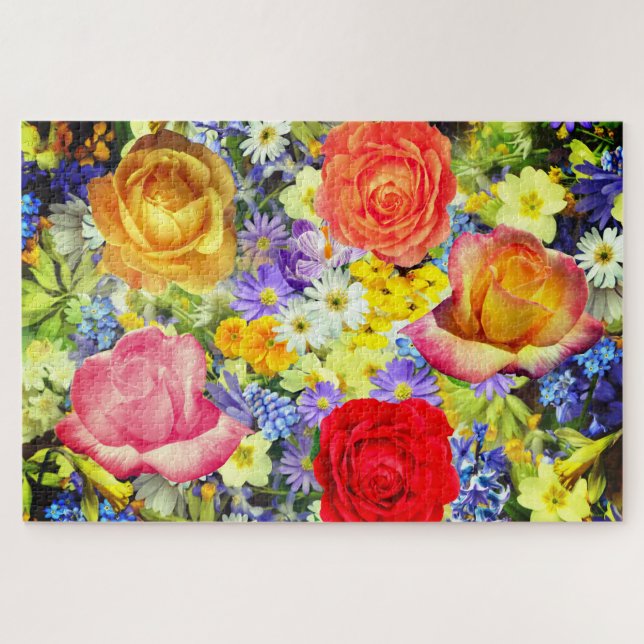 Rosen-und Frühlings-Blumen-Puzzle Puzzle (Horizontal)