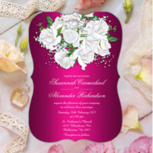 Rosen und Fuchsienrosa Einladung zur Hochzeit