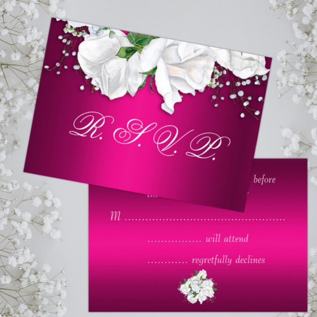 Rosen und Fuchsienrosa Hochzeit RSVP Karte (Von Creator hochgeladen)
