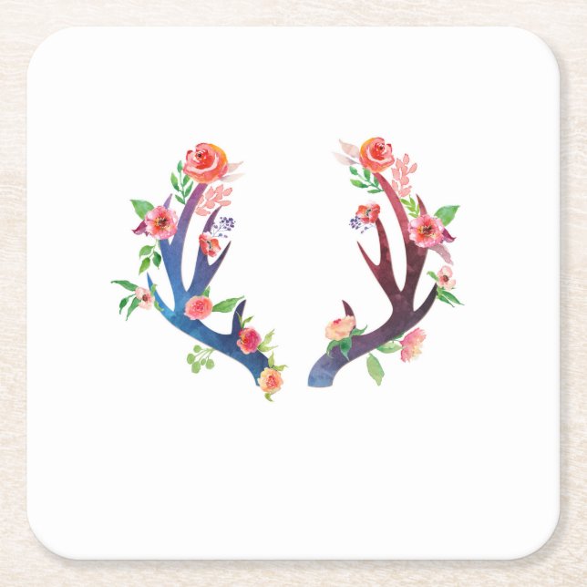Rosen und Geweih Rechteckiger Pappuntersetzer (Vorderseite)