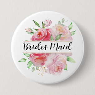 Rosen und Grünblumen Button