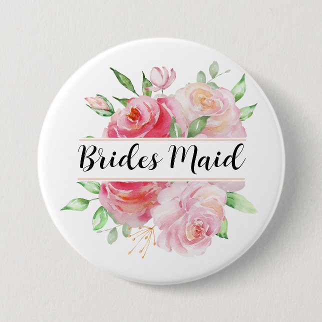 Rosen und Grünblumen Button (Vorderseite)