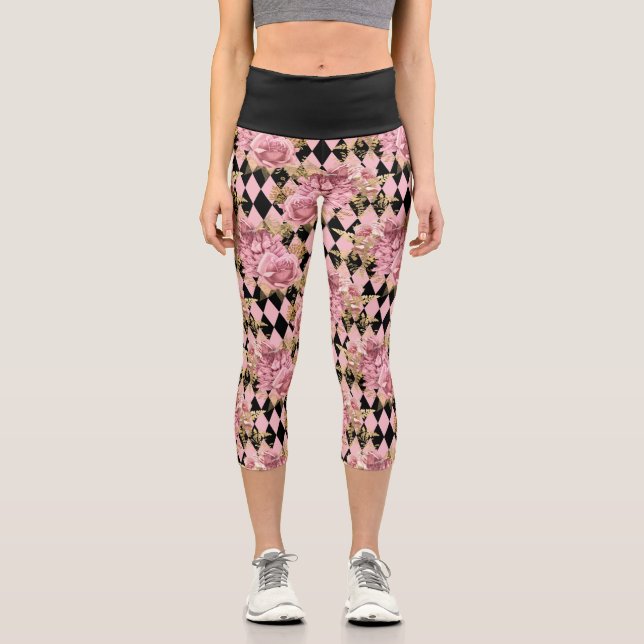Rosen und Harlequin Capri Leggings (Vorderseite)