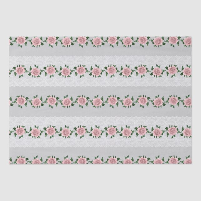 Rosen und Hochzeitsränder in Rosa Seidenpapier (Vorderseite)