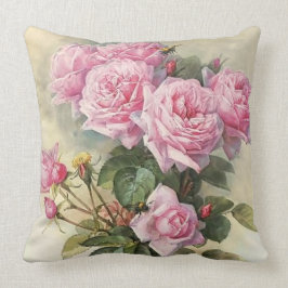 Rosen und Hummeln durch Paul de Longpre Kissen