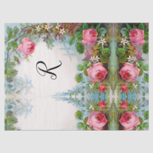 ROSEN UND JASMINEN BLUMENMONOGRAMM-SEIDENPAPER SEIDENPAPIER