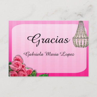 Rosen und Leuchter Quinceanera danken Ihnen Karten