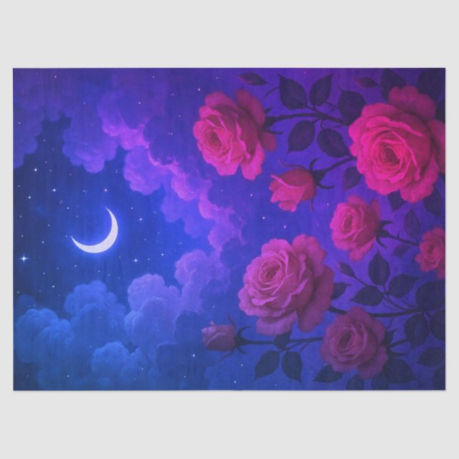 Rosen und Mondlicht-Seidenpapier Seidenpapier (Vorderseite)
