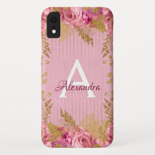 Rosen und Monogramm für den Blumenpinsel Case-Mate iPhone Hülle