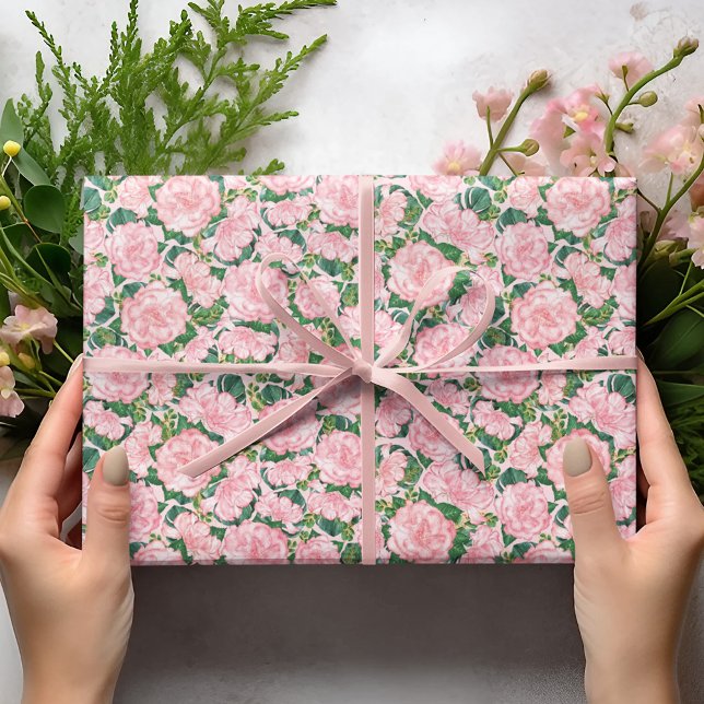 Rosen und Monstera, elegant, Blätter Florenz Geschenkpapier (Von Creator hochgeladen)