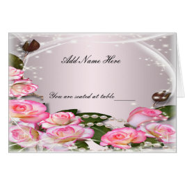 Rosen und Perlen in Rosa, elegant, Platzkarte