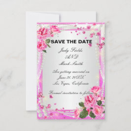 Rosen und Perlen Save the Date, rosa Einladung