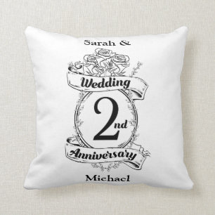 Rosen und Reben Romantischer 2. Hochzeitstag Kissen