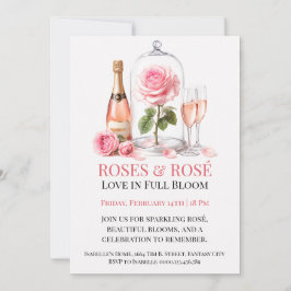 Rosen und Rosé-Einladung Elegante Champagner-Garte Einladung
