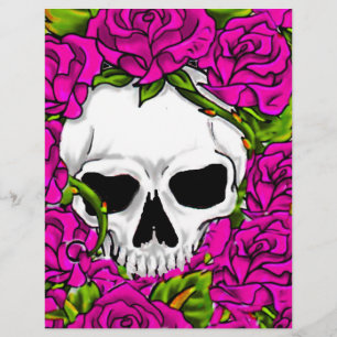 Rosen und Schädel, rosa