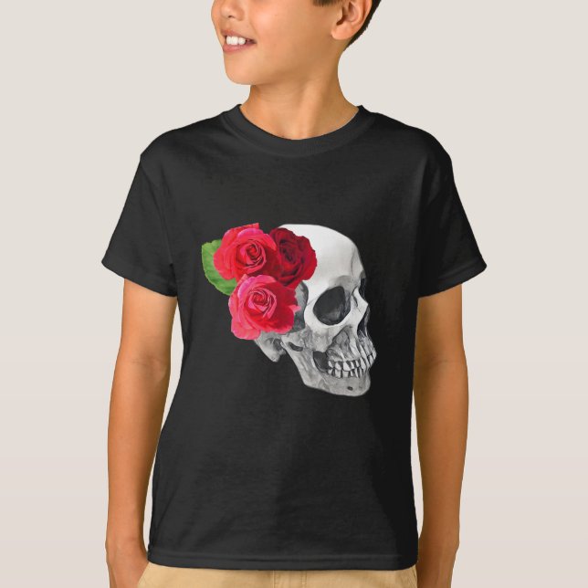 Rosen und Schädel T-Shirt (Vorderseite)