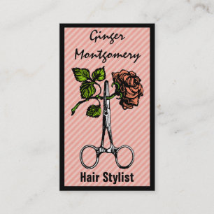 Rosen-und Schere-Haar-Stylist-Geschäfts-Karte Terminkarte