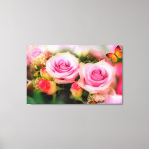 Rosen und Schmetterling Leinwanddruck