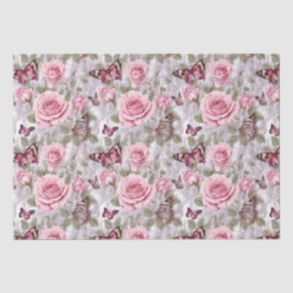 Rosen und Schmetterlinge Aquarell Seidenpapier