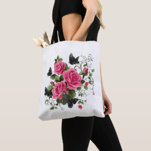 Rosen und Schmetterlinge, farbenfrohes Design,
