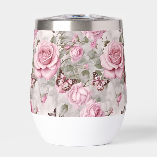 Rosen und Schmetterlinge Wasserfarbe (Vorderseite)