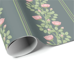 Rosen und Streifen in Rosa und Schwarz Geschenkpapier