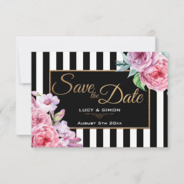 Rosen und Streifen Save the Date, rosa Date