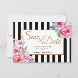 Rosen und Streifen Save the Date, rosa Date