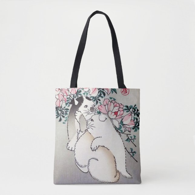 Rosen und Welpen, Hiroshige, Ukiyo-e (Vorderseite)