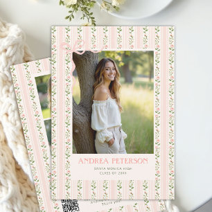 Rosen Vintage Streifen Rosa Schleife Abschlussfoto Ankündigung