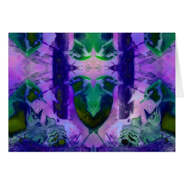 Rosen-Vögel - violett u. rosa Zyklus (Vorderseite (Horizontal))